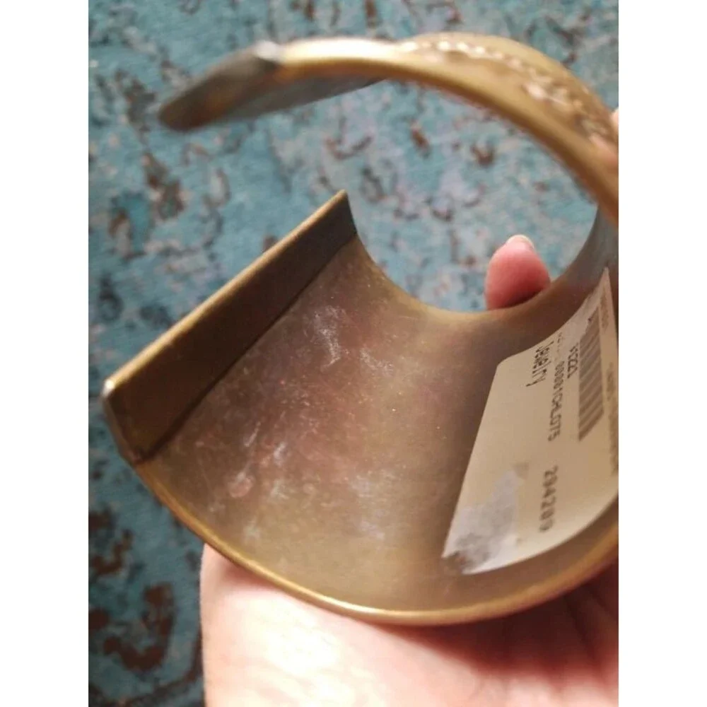 Vintage wide pure brass mixed metal cuff bracelet